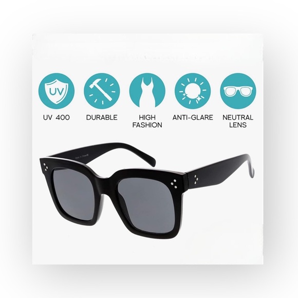 new Retro Oversized Square Sunglasses Sunnies ☻ Shiny Black Smoke Lens ☻ 100% UV - Picture 9 of 16